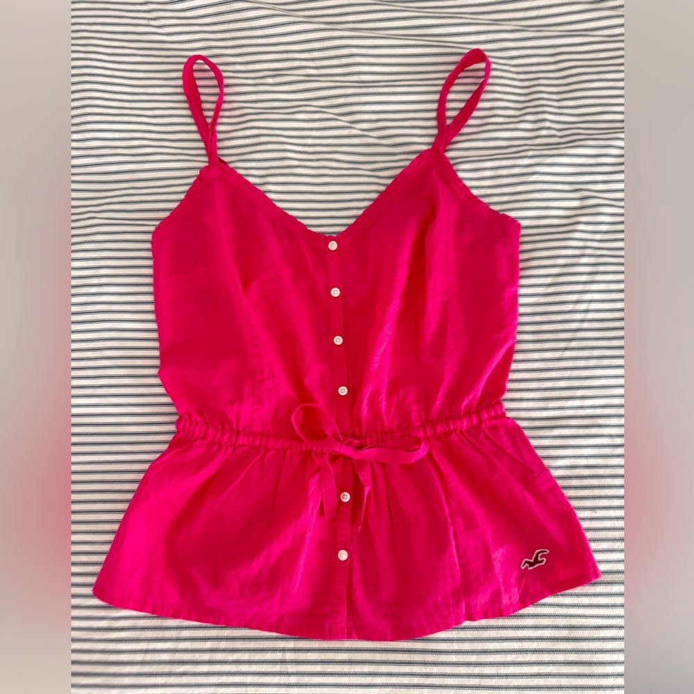 NWT Hollister Peplum Pink Sweetheart Neck Tank Top Adjustable Strap & Waist